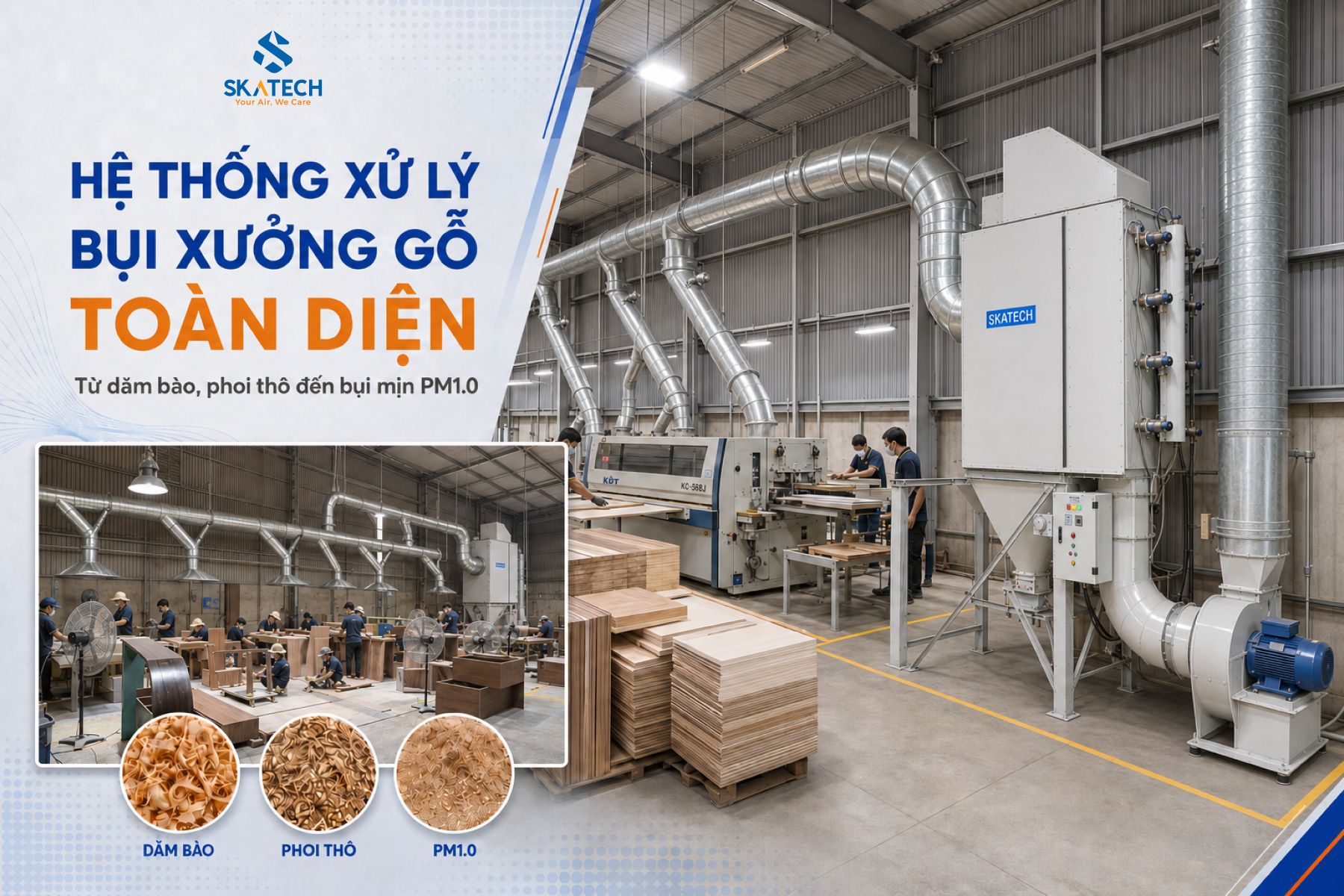 Hệ Thống Hút Bụi Xưởng Gỗ Đạt Chuẩn CE, Lọc 99% | SKATECH