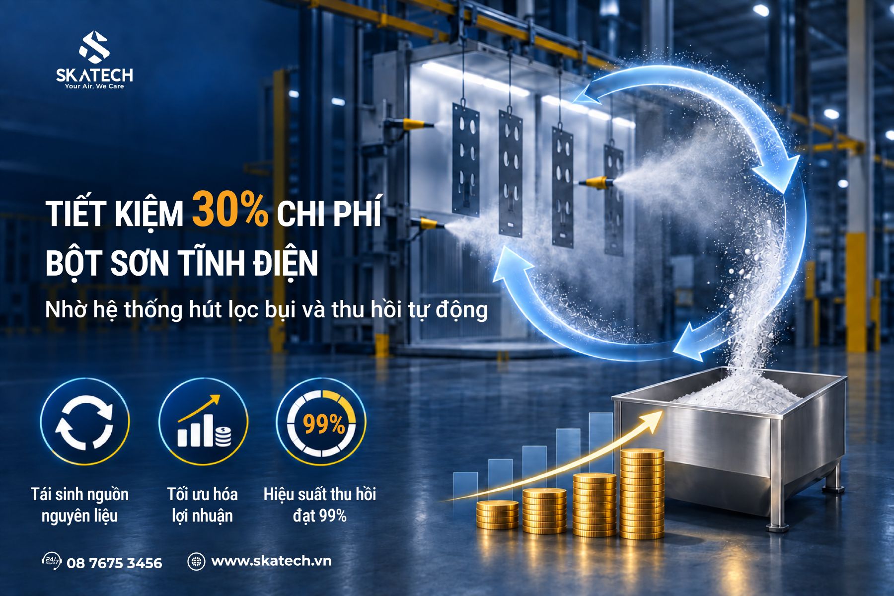 xử lý bụi sơn tĩnh điện